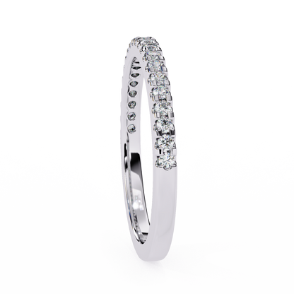 Round Cut Top Grade Lab Grown Diamond Elegant  Half Eternity 18k Solid Yellow Gold  Dainty Handmade Wedding Band - HIGHCARAT DIAMONDS