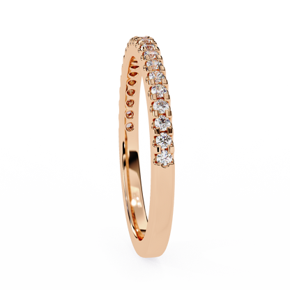 Round Cut Top Grade Lab Grown Diamond Elegant  Half Eternity 18k Solid Yellow Gold  Dainty Handmade Wedding Band - HIGHCARAT DIAMONDS