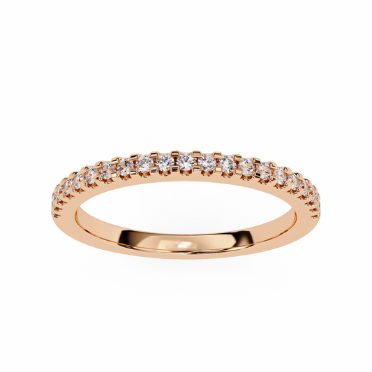Round Cut Top Grade Lab Grown Diamond Elegant  Half Eternity 18k Solid Yellow Gold  Dainty Handmade Wedding Band - HIGHCARAT DIAMONDS