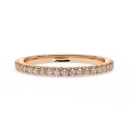 Round Cut Top Grade Lab Grown Diamond Elegant  Half Eternity 18k Solid Yellow Gold  Dainty Handmade Wedding Band - HIGHCARAT DIAMONDS