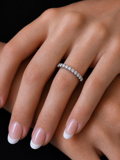 Round Cut Top Grade Lab Grown Diamond Elegant  Half Eternity 18k Solid Yellow Gold  Dainty Handmade Wedding Band - HIGHCARAT DIAMONDS