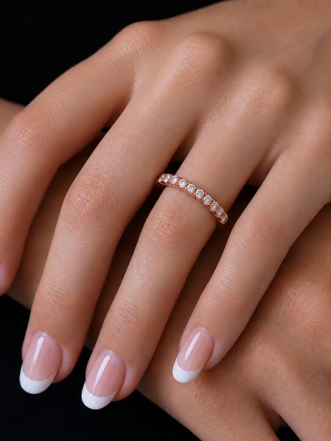 Round Cut Top Grade Lab Grown Diamond Elegant  Half Eternity 18k Solid Yellow Gold  Dainty Handmade Wedding Band - HIGHCARAT DIAMONDS