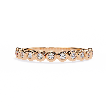 Round Cut Top Grade Lab Grown Diamond Elegant Half Eternity Minimalist Bezel Set Band Gift For Women's - HIGHCARAT DIAMONDS