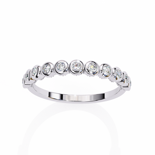 Round Cut Top Grade Lab Grown Diamond Elegant Half Eternity Minimalist Bezel Set Band Gift For Women's - HIGHCARAT DIAMONDS