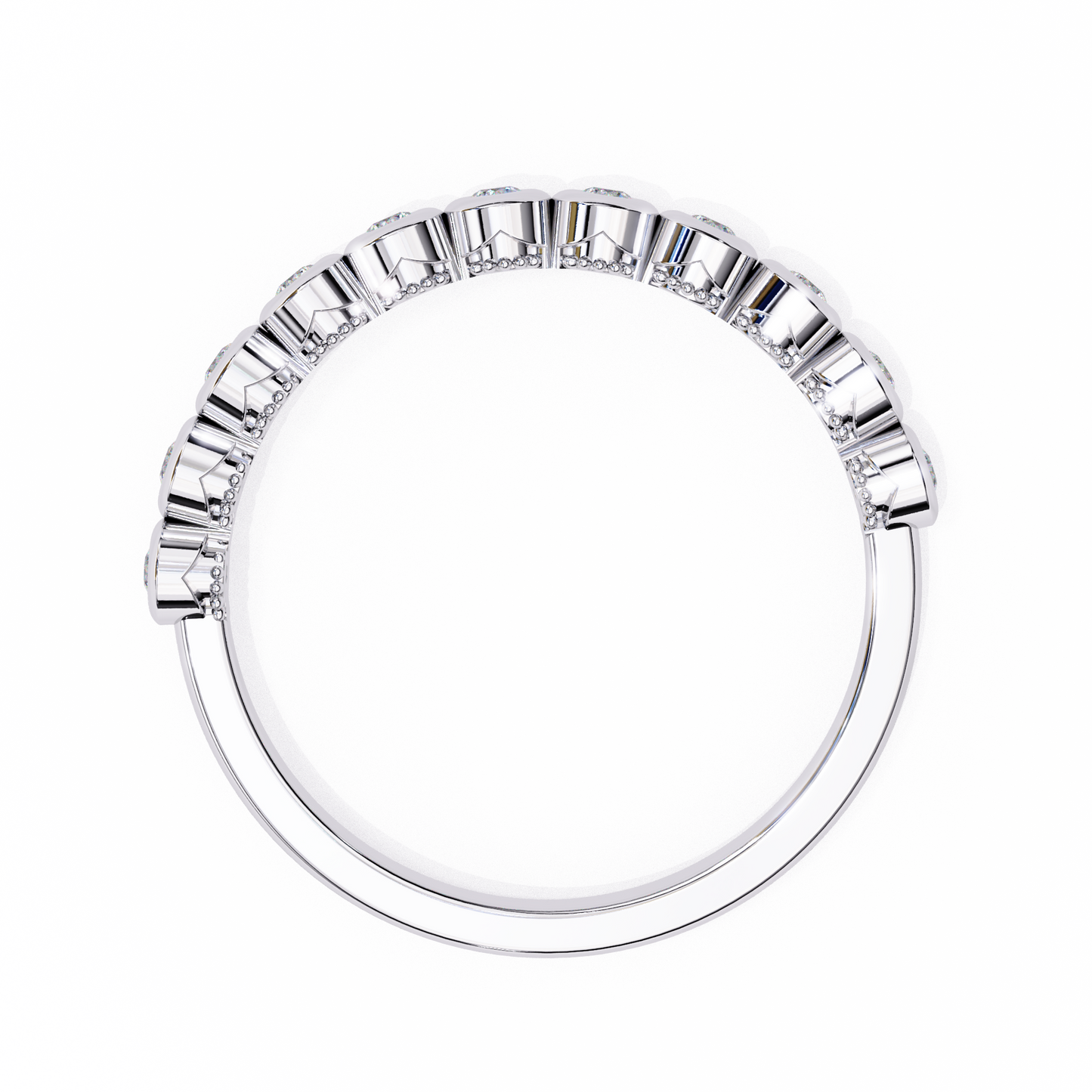 Round Cut Top Grade Lab Grown Diamond Elegant Half Eternity Minimalist Bezel Set Band Gift For Women's - HIGHCARAT DIAMONDS