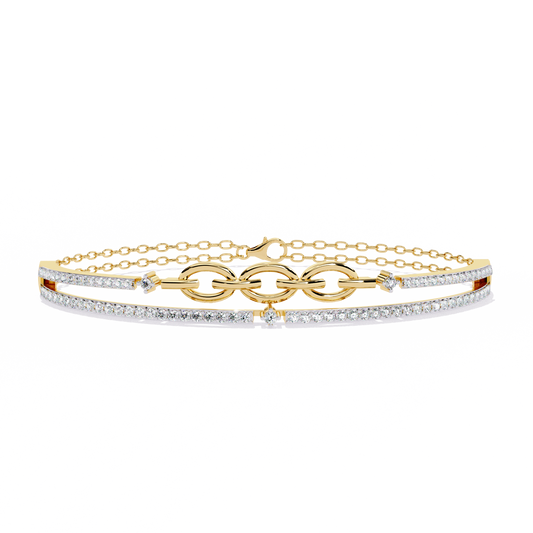 Round Cut Top Grade Lab Grown Diamond Unique Vintage Miniamlsit Dainty Perfect Party Wear Cuff Bracelet - HIGHCARAT DIAMONDS