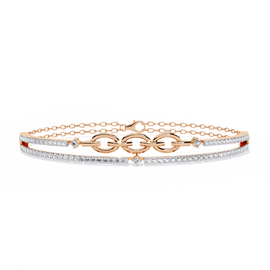 Round Cut Top Grade Lab Grown Diamond Unique Vintage Miniamlsit Dainty Perfect Party Wear Cuff Bracelet - HIGHCARAT DIAMONDS
