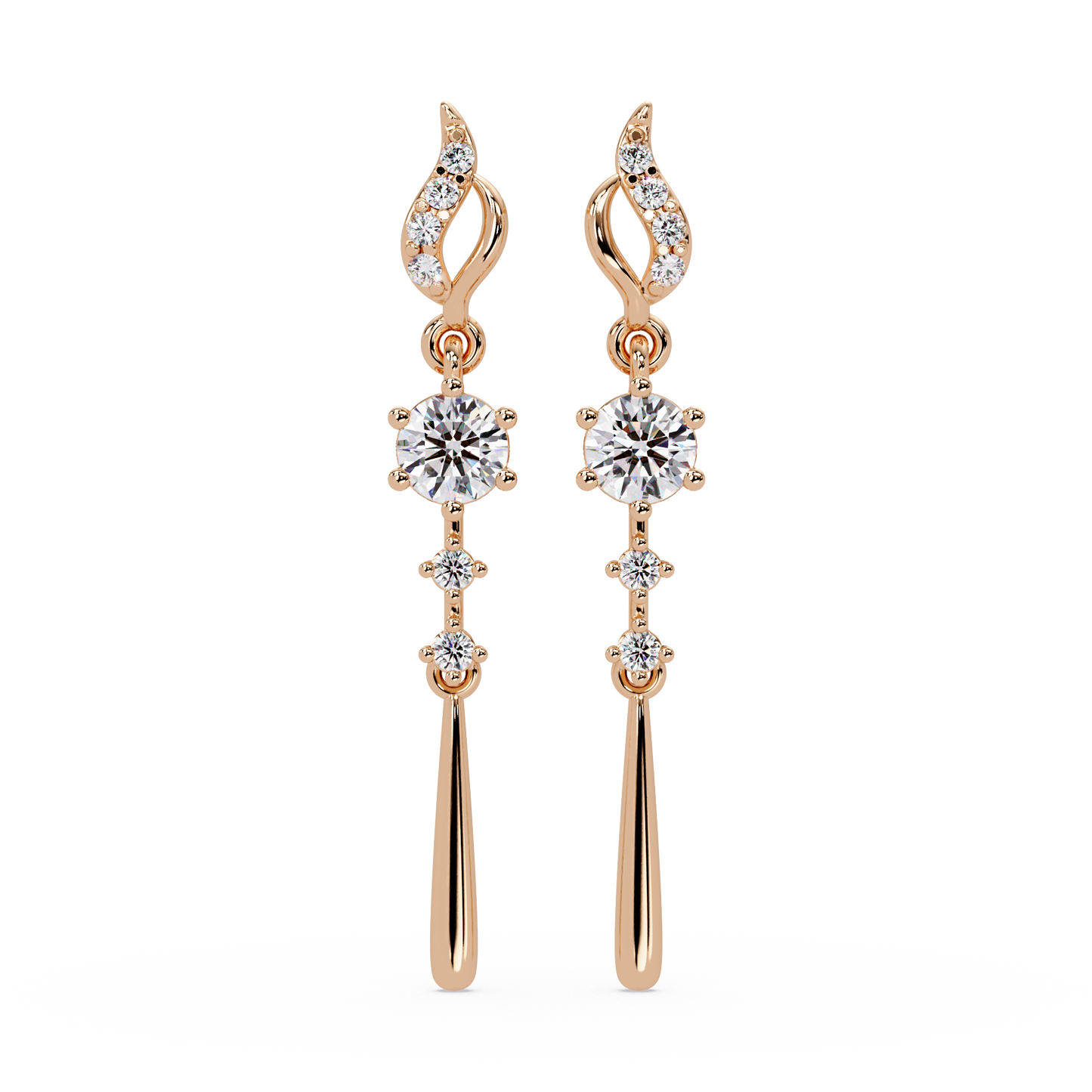 Round Cut Vintage Lab Grown Diamond Drop Earring - HIGHCARAT DIAMONDS