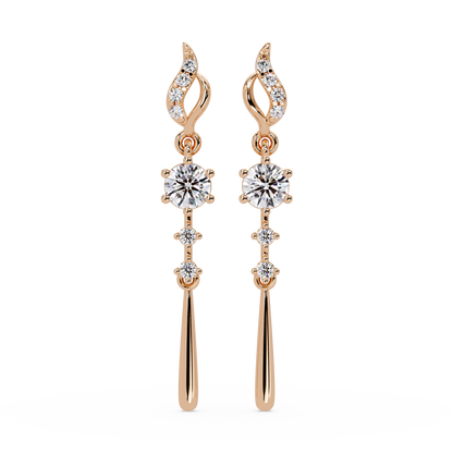 Round Cut Vintage Lab Grown Diamond Drop Earring - HIGHCARAT DIAMONDS