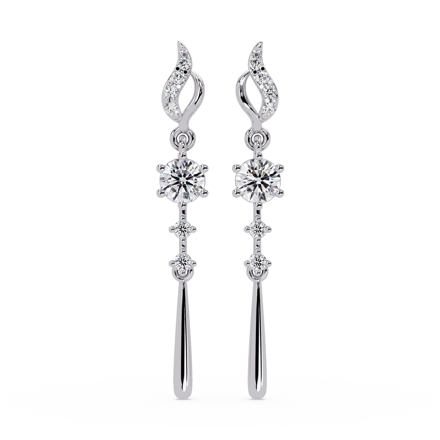Round Cut Vintage Lab Grown Diamond Drop Earring - HIGHCARAT DIAMONDS