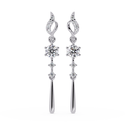 Round Cut Vintage Lab Grown Diamond Drop Earring - HIGHCARAT DIAMONDS