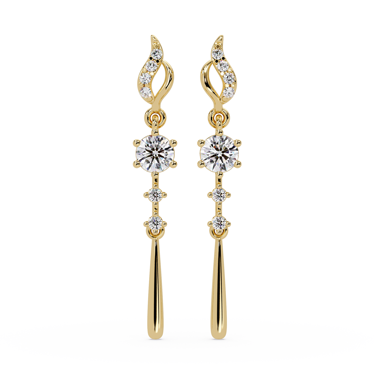 Round Cut Vintage Lab Grown Diamond Drop Earring - HIGHCARAT DIAMONDS