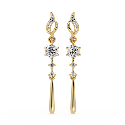 Round Cut Vintage Lab Grown Diamond Drop Earring - HIGHCARAT DIAMONDS