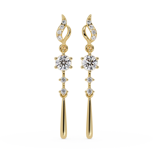 Round Cut Vintage Lab Grown Diamond Drop Earring - HIGHCARAT DIAMONDS
