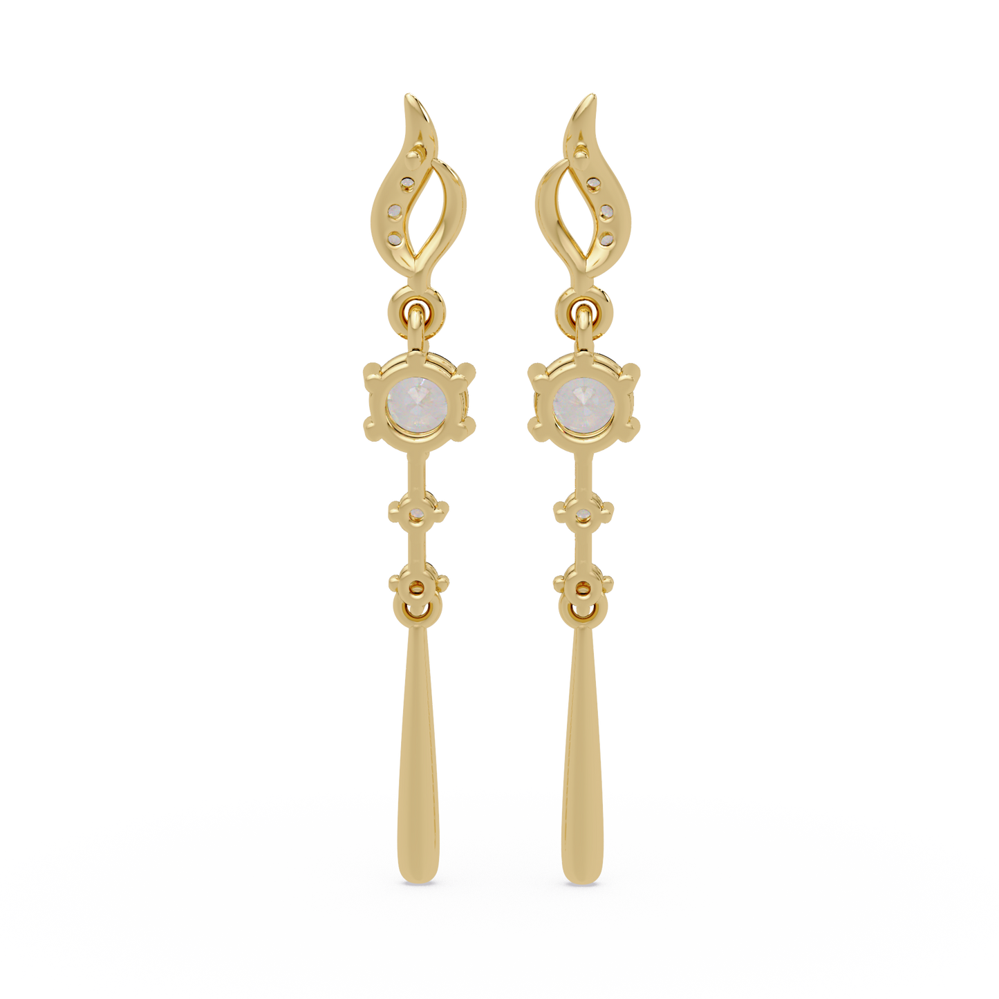 Round Cut Vintage Lab Grown Diamond Drop Earring - HIGHCARAT DIAMONDS