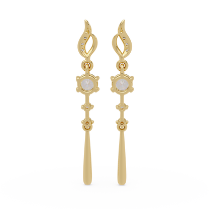 Round Cut Vintage Lab Grown Diamond Drop Earring - HIGHCARAT DIAMONDS
