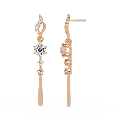 Round Cut Vintage Lab Grown Diamond Drop Earring - HIGHCARAT DIAMONDS