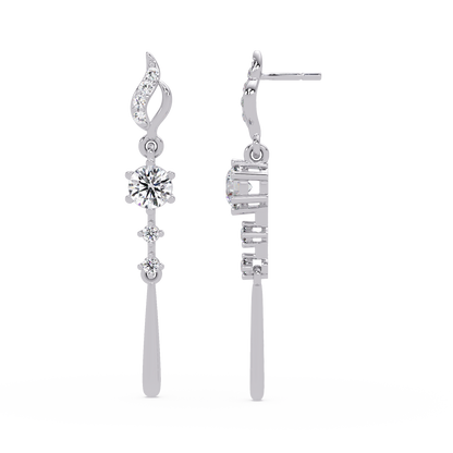 Round Cut Vintage Lab Grown Diamond Drop Earring - HIGHCARAT DIAMONDS