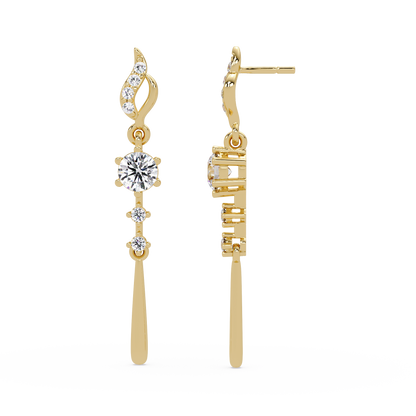 Round Cut Vintage Lab Grown Diamond Drop Earring - HIGHCARAT DIAMONDS