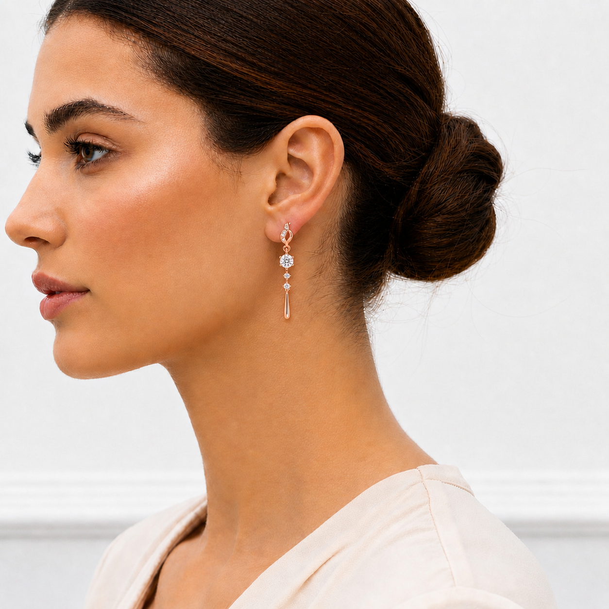 Round Cut Vintage Lab Grown Diamond Drop Earring - HIGHCARAT DIAMONDS
