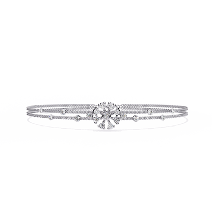 Round Cut White Colorless Diamond Art Deco Elegant Delicate Handmade Cuff Bracelet Gift For Her - HIGHCARAT DIAMONDS