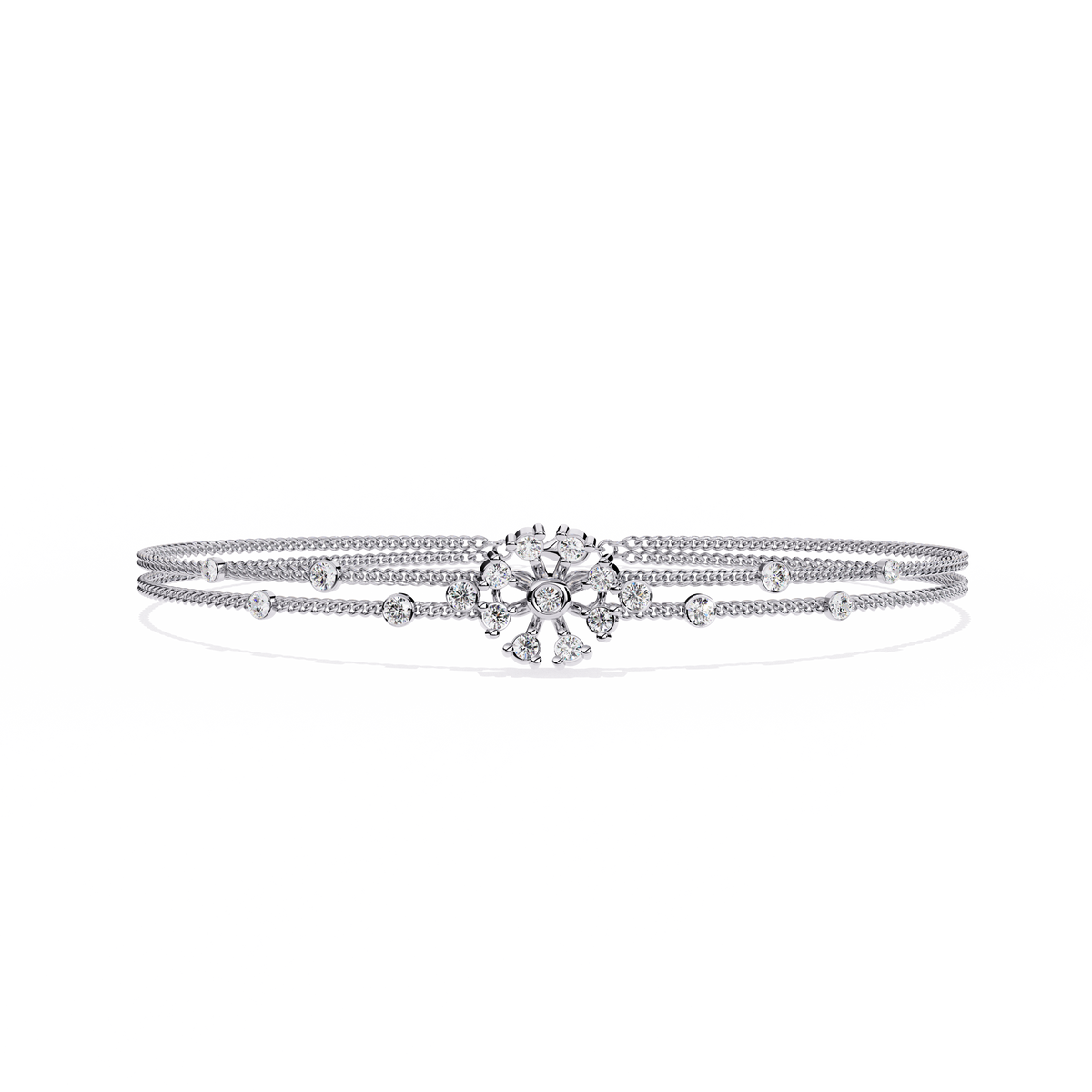 Round Cut White Colorless Diamond Art Deco Elegant Delicate Handmade Cuff Bracelet Gift For Her - HIGHCARAT DIAMONDS