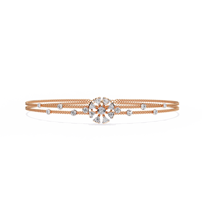 Round Cut White Colorless Diamond Art Deco Elegant Delicate Handmade Cuff Bracelet Gift For Her - HIGHCARAT DIAMONDS