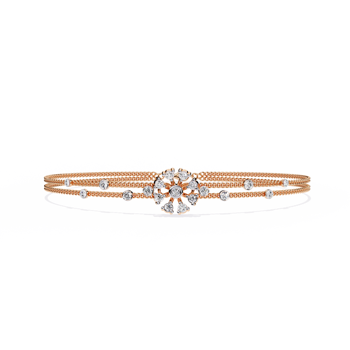 Round Cut White Colorless Diamond Art Deco Elegant Delicate Handmade Cuff Bracelet Gift For Her - HIGHCARAT DIAMONDS