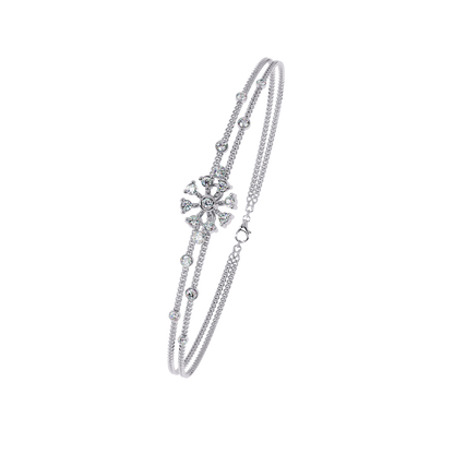 Round Cut White Colorless Diamond Art Deco Elegant Delicate Handmade Cuff Bracelet Gift For Her - HIGHCARAT DIAMONDS