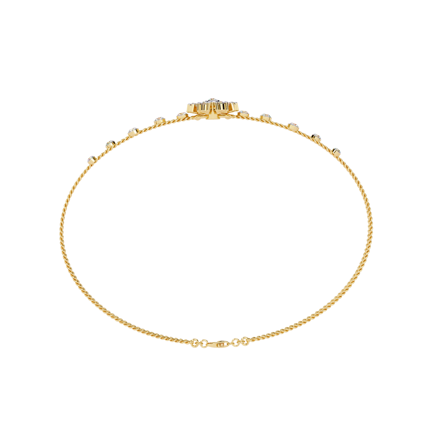 Round Cut White Colorless Diamond Art Deco Elegant Delicate Handmade Cuff Bracelet Gift For Her - HIGHCARAT DIAMONDS