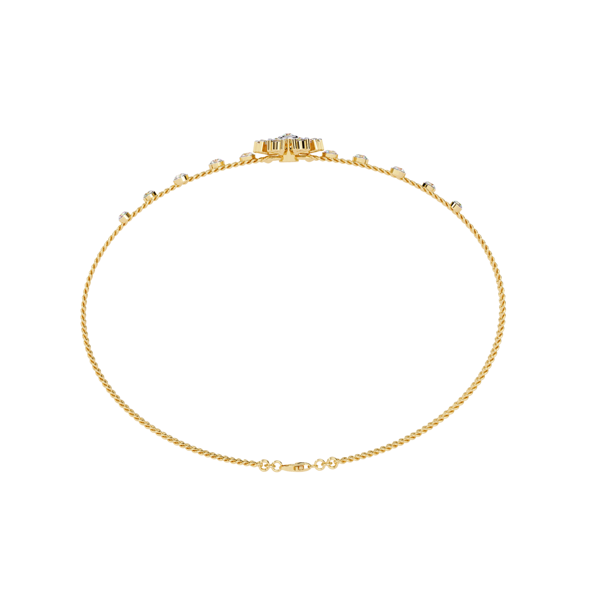 Round Cut White Colorless Diamond Art Deco Elegant Delicate Handmade Cuff Bracelet Gift For Her - HIGHCARAT DIAMONDS