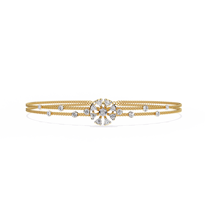 Round Cut White Colorless Diamond Art Deco Elegant Delicate Handmade Cuff Bracelet Gift For Her - HIGHCARAT DIAMONDS