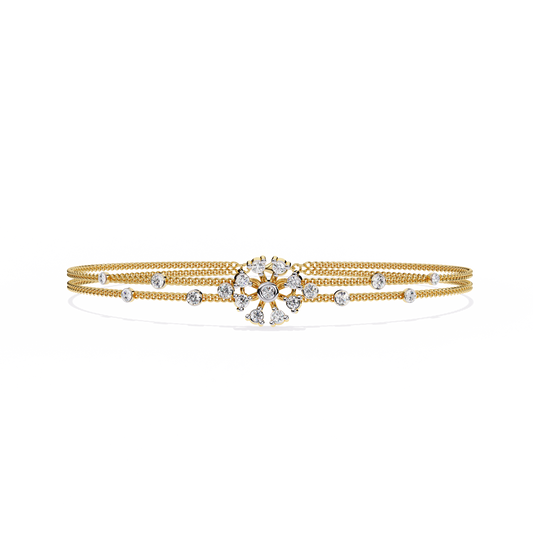 Round Cut White Colorless Diamond Art Deco Elegant Delicate Handmade Cuff Bracelet Gift For Her