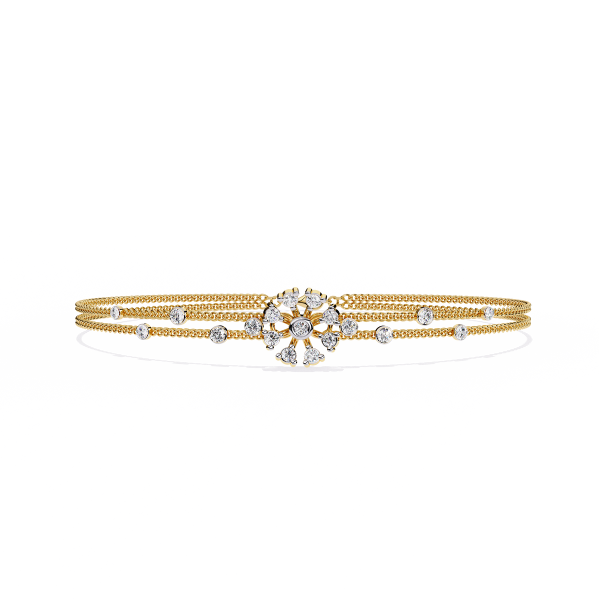 Round Cut White Colorless Diamond Art Deco Elegant Delicate Handmade Cuff Bracelet Gift For Her - HIGHCARAT DIAMONDS