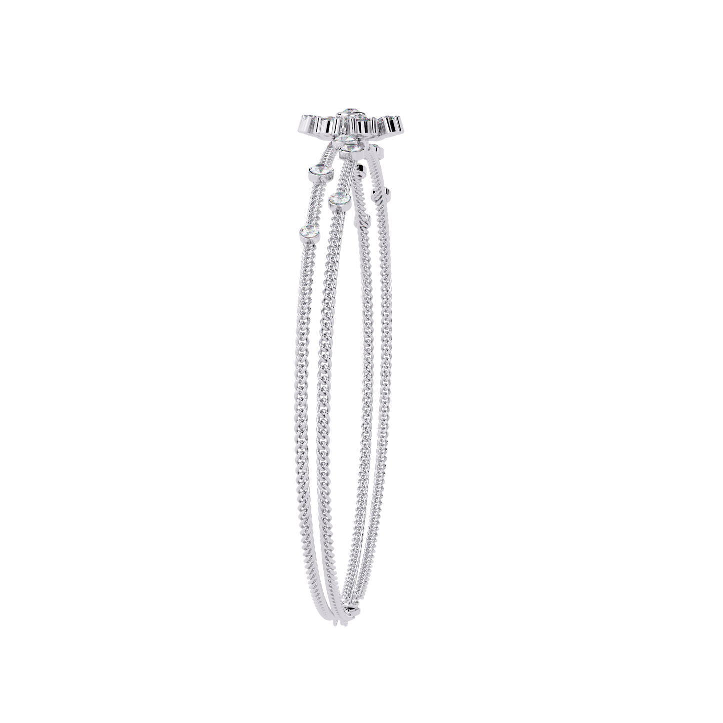 Round Cut White Colorless Diamond Art Deco Elegant Delicate Handmade Cuff Bracelet Gift For Her - HIGHCARAT DIAMONDS