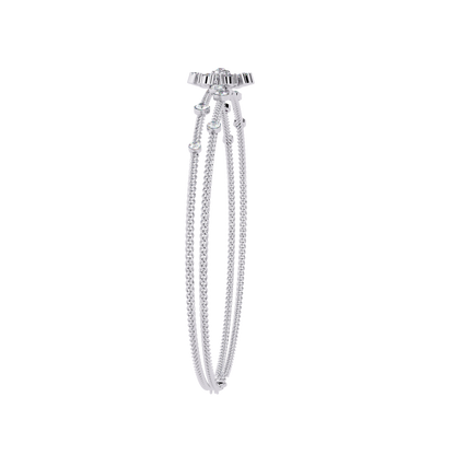 Round Cut White Colorless Diamond Art Deco Elegant Delicate Handmade Cuff Bracelet Gift For Her - HIGHCARAT DIAMONDS