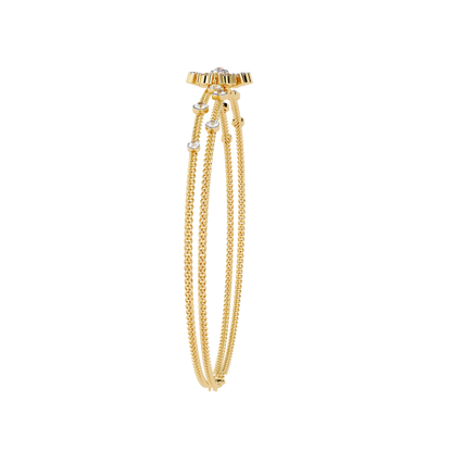 Round Cut White Colorless Diamond Art Deco Elegant Delicate Handmade Cuff Bracelet Gift For Her - HIGHCARAT DIAMONDS