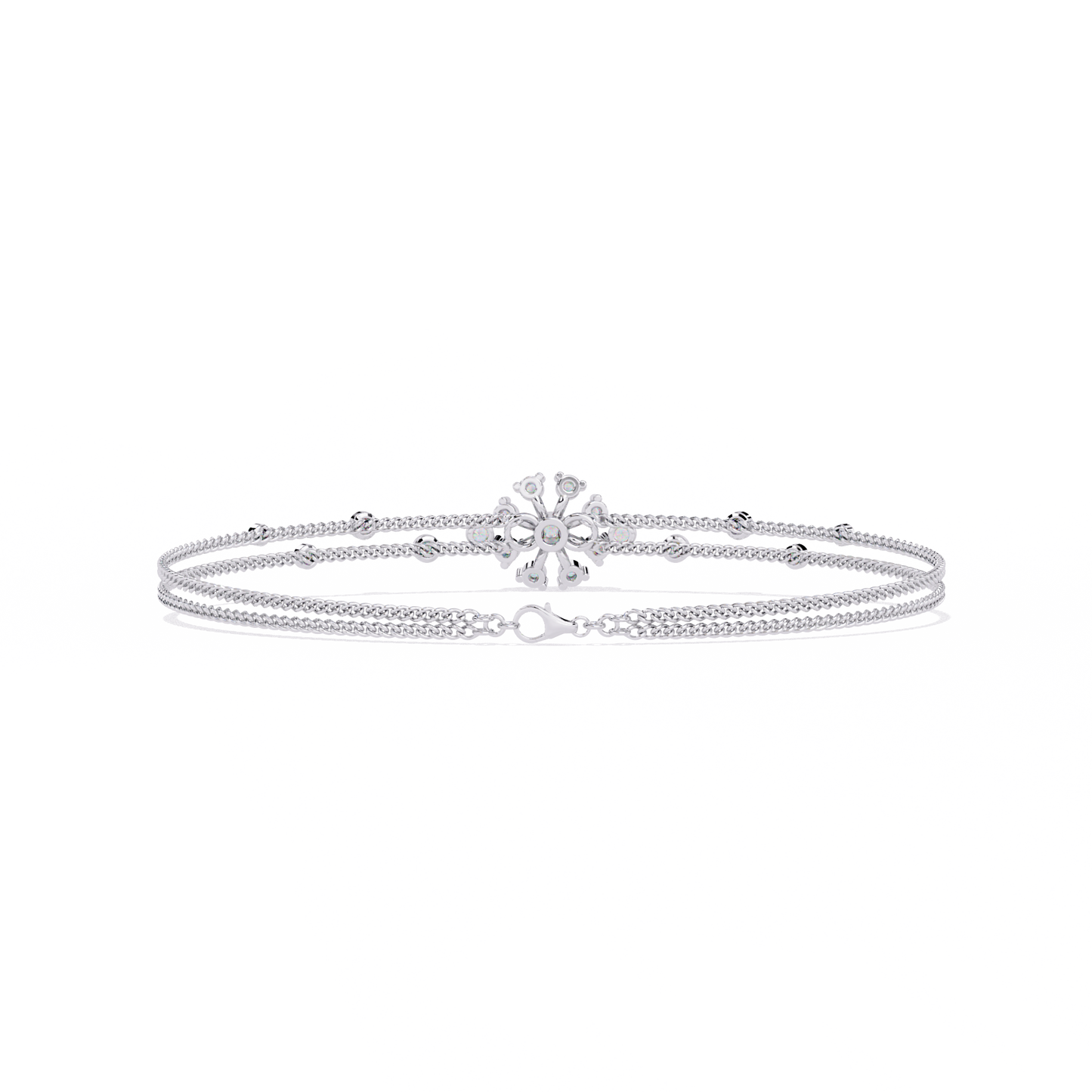 Round Cut White Colorless Diamond Art Deco Elegant Delicate Handmade Cuff Bracelet Gift For Her - HIGHCARAT DIAMONDS