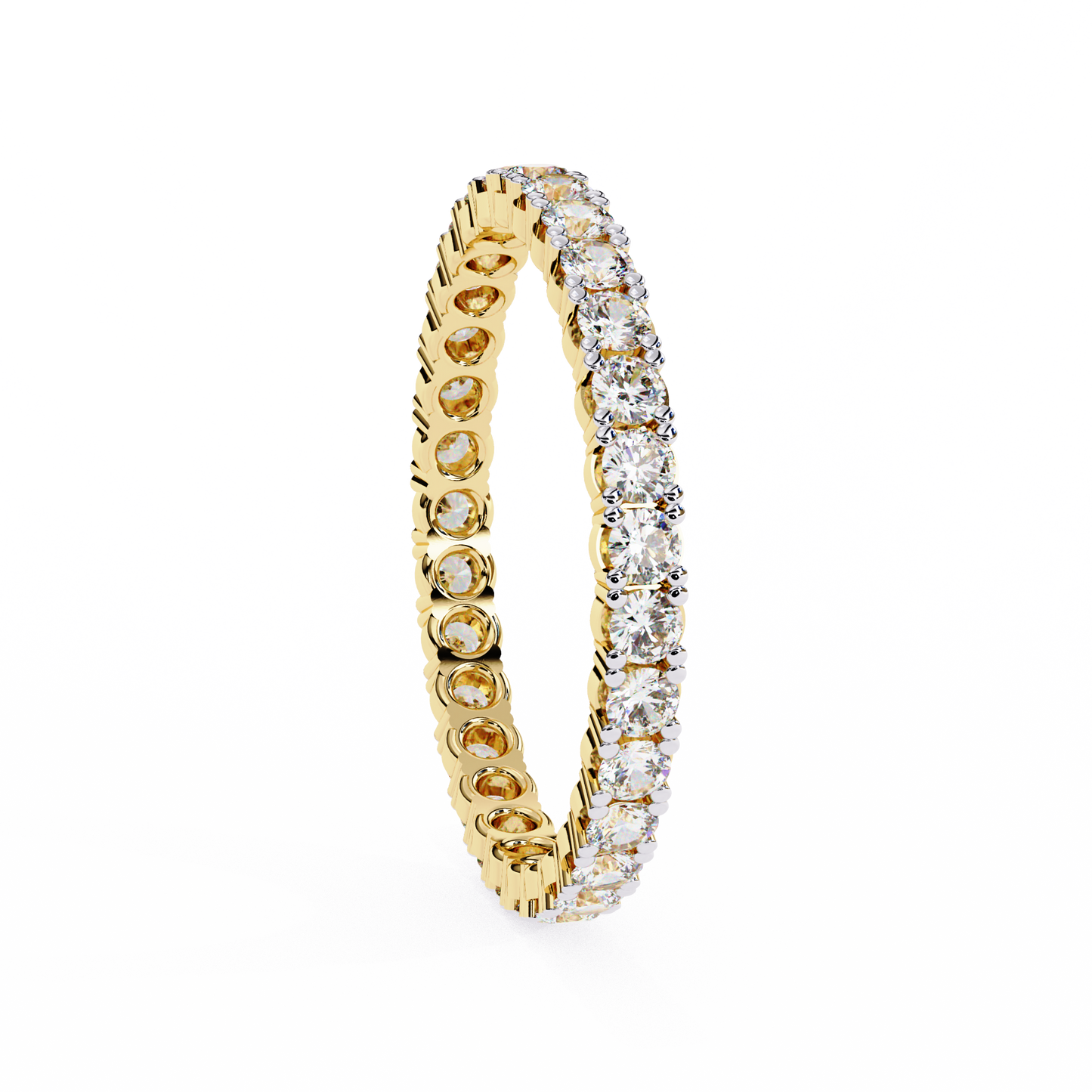 Round Cut White Colorless Diamond Elegant Full Eternity Classic Dainty Bridesmaid Band Gift for Her - HIGHCARAT DIAMONDS