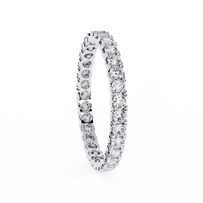 Round Cut White Colorless Diamond Elegant Full Eternity Classic Dainty Bridesmaid Band Gift for Her - HIGHCARAT DIAMONDS