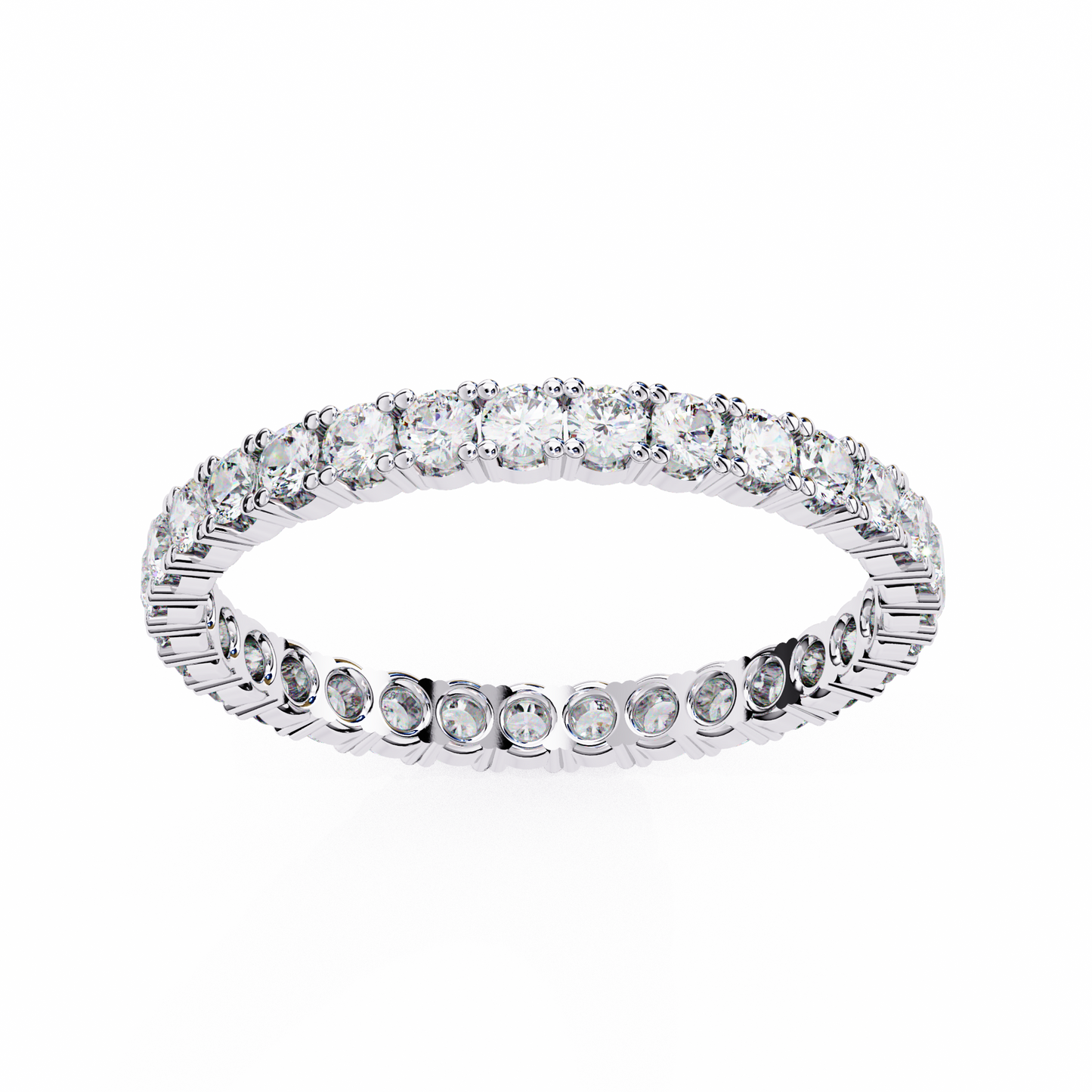 Round Cut White Colorless Diamond Elegant Full Eternity Classic Dainty Bridesmaid Band Gift for Her - HIGHCARAT DIAMONDS