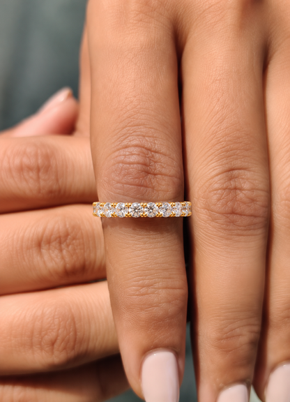 Round Cut White Colorless Diamond Elegant Full Eternity Classic Dainty Bridesmaid Band Gift for Her - HIGHCARAT DIAMONDS
