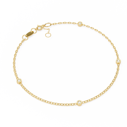 Round Cut White Colorless Diamond Unique Dainty Bezel Set Statement Daily Wear Charm Bracelets