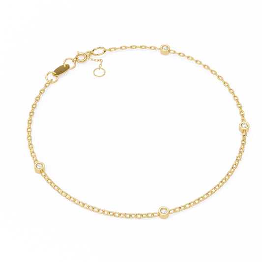 Round Cut White Colorless Diamond Unique Dainty Bezel Set Statement Daily Wear Charm Bracelets - HIGHCARAT DIAMONDS