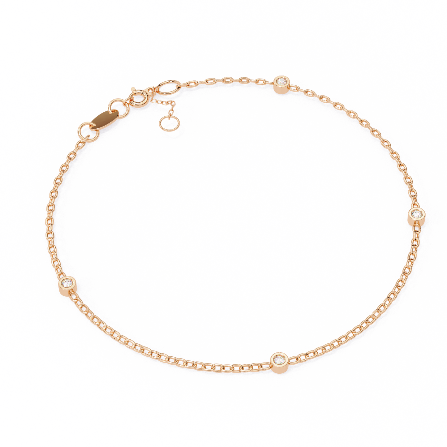 Round Cut White Colorless Diamond Unique Dainty Bezel Set Statement Daily Wear Charm Bracelets