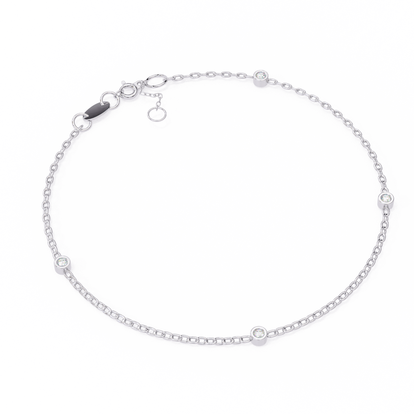 Round Cut White Colorless Diamond Unique Dainty Bezel Set Statement Daily Wear Charm Bracelets