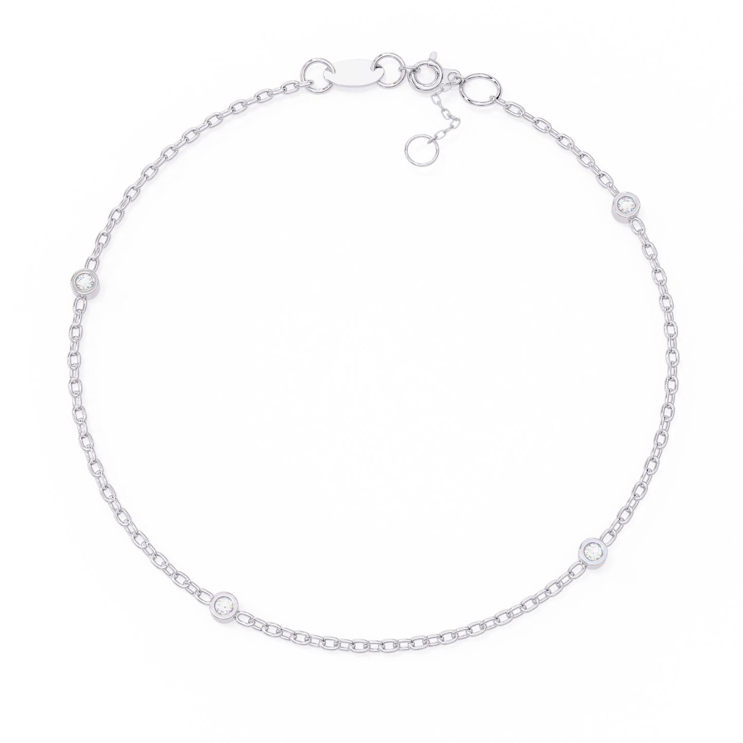 Round Cut White Colorless Diamond Unique Dainty Bezel Set Statement Daily Wear Charm Bracelets
