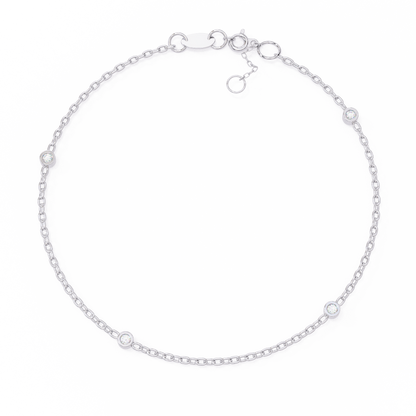Round Cut White Colorless Diamond Unique Dainty Bezel Set Statement Daily Wear Charm Bracelets