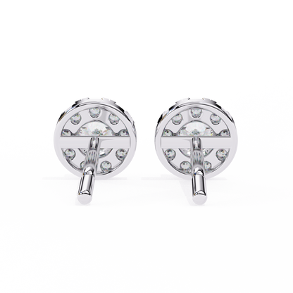 Round Cut White Colorless Diamond Unique Delicate Halo Style Screw Back Stud Earring Annivrasry Gift For Her - HIGHCARAT DIAMONDS