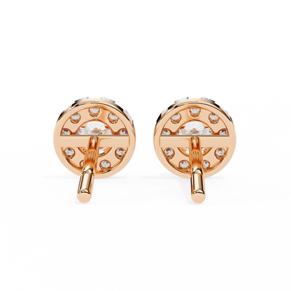Round Cut White Colorless Diamond Unique Delicate Halo Style Screw Back Stud Earring Annivrasry Gift For Her - HIGHCARAT DIAMONDS
